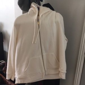 White Hoodie fur interior w/golden zipper
